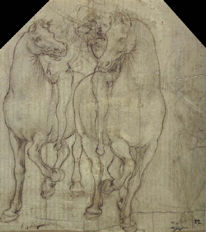 Leonardo  Da Vinci Horses with horsemen Sweden oil painting art